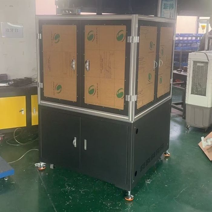 Double layer enclosed aluminum frame aging test cabinet with safety doors and adjustable leveling feet