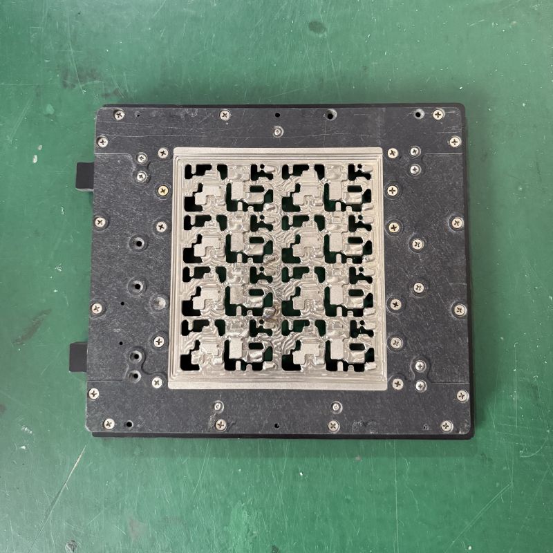 Embedded metal insert SMT soldering fixture, composite carrier with embedded aluminum inserts for precision PCB selective soldering
