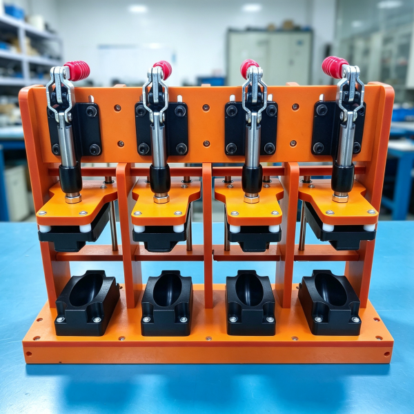 Manual four-station press assembly fixture for product assembly, positioning and press fitting