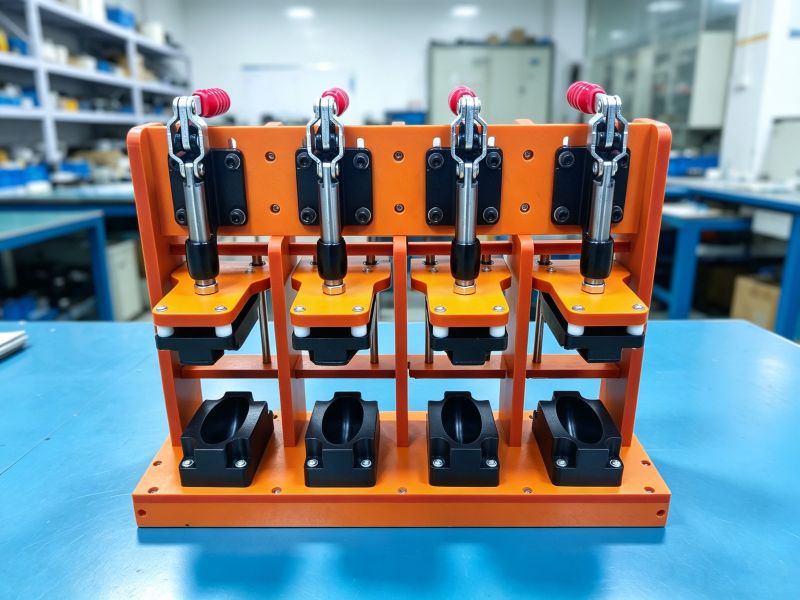 Manual four-station press assembly fixture for product assembly, positioning and press fitting