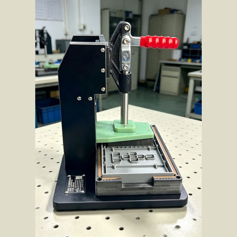 manual four-cavity plastic parts press assembly fixture for plastic component press fitting