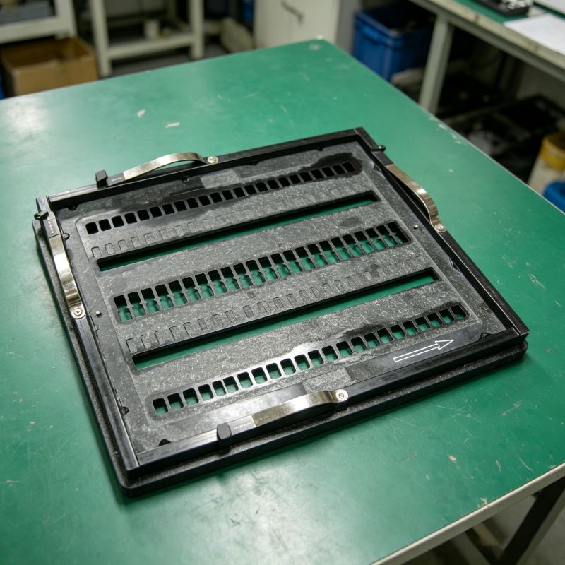 Multi-cavity synthetic stone wave soldering tray with metal handles for batch PCB wave soldering