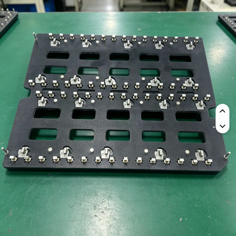 Multi-position locating pin wave soldering jig, heavy duty wave solder fixture with metal positioning pins for stable PCB holding