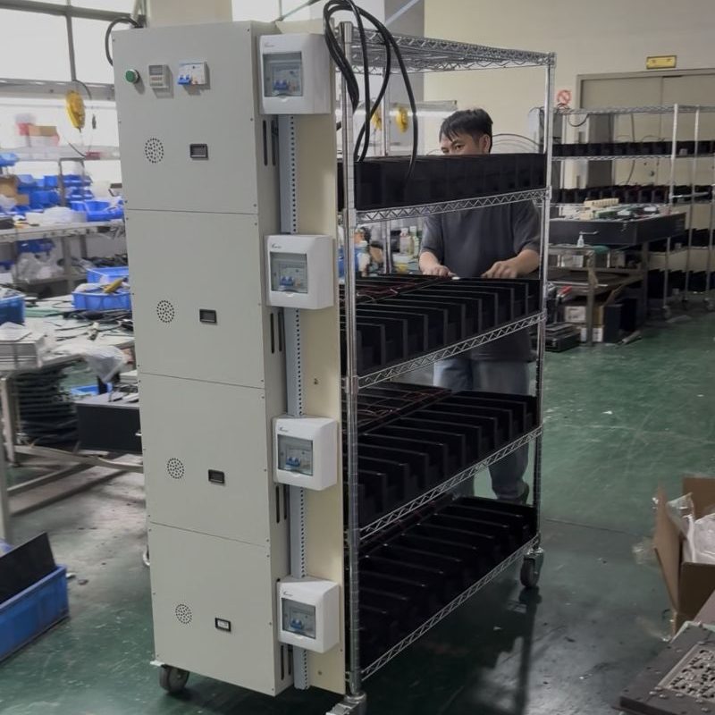 Factory mobile aging rack with integrated control cabinet, multi-station burn-in test system for electronic DUT reliability screening