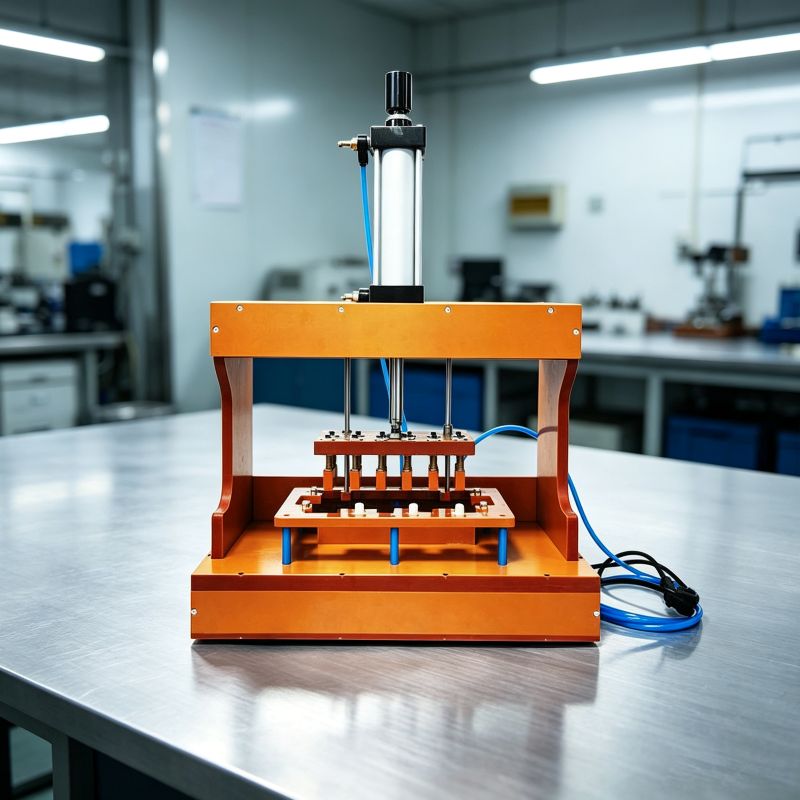 Pneumatic spring pin assembly fixture, air cylinder driven for spring pin installation