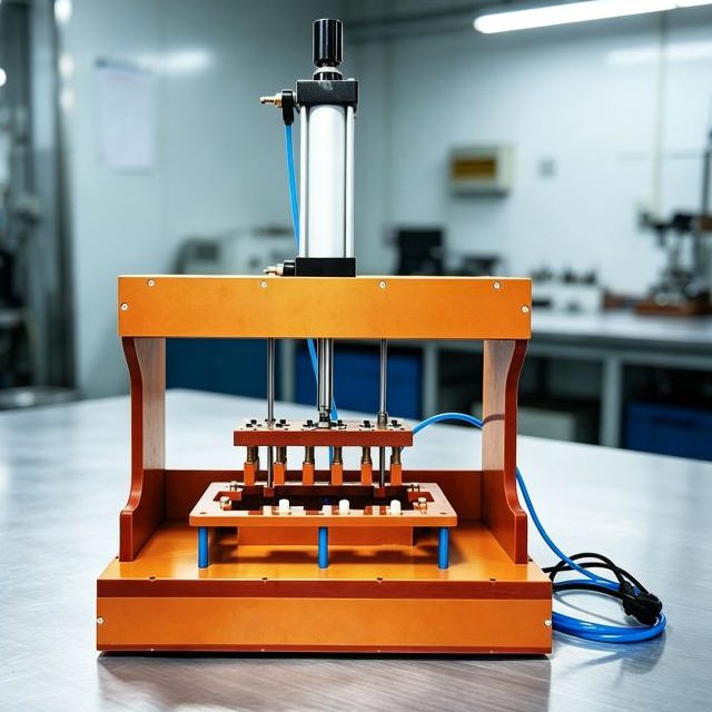 Pneumatic spring pin assembly fixture, air cylinder driven for spring pin installation