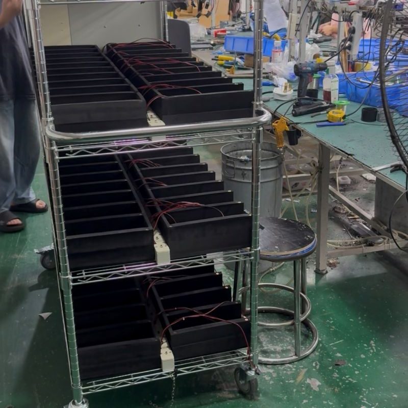 Multi-layer loading trays and wiring stations of power supply burn-in aging rack
