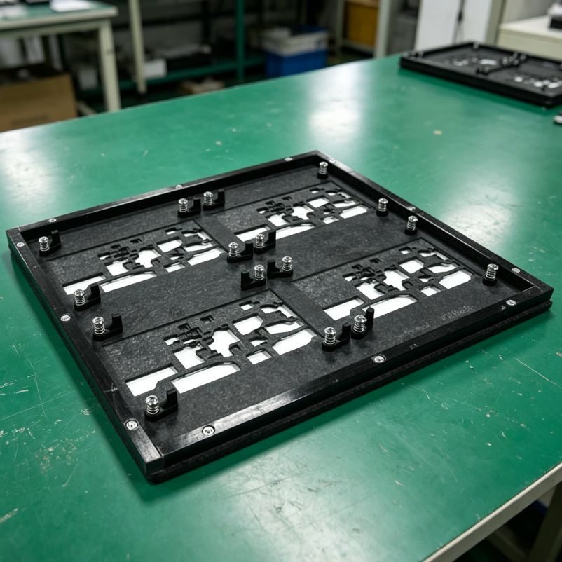Spring clamp composite SMT wave soldering fixture, composite carrier with spring loaded clamps to lock PCB panels for SMT wave soldering